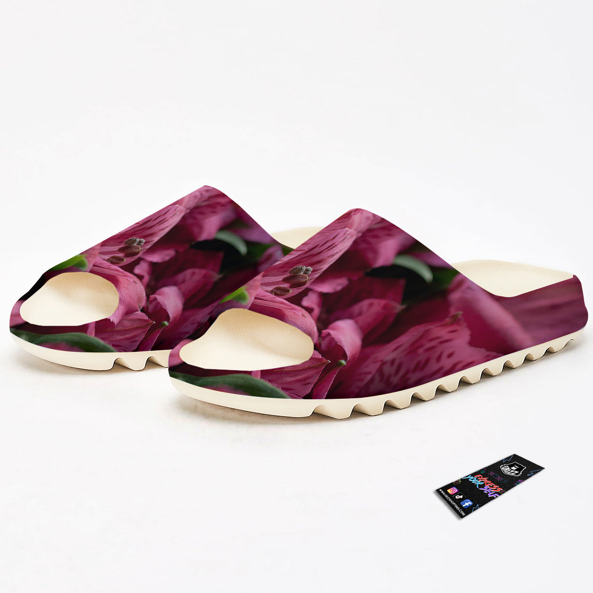 Alstroemeria Burgundy Print Sandals-grizzshop