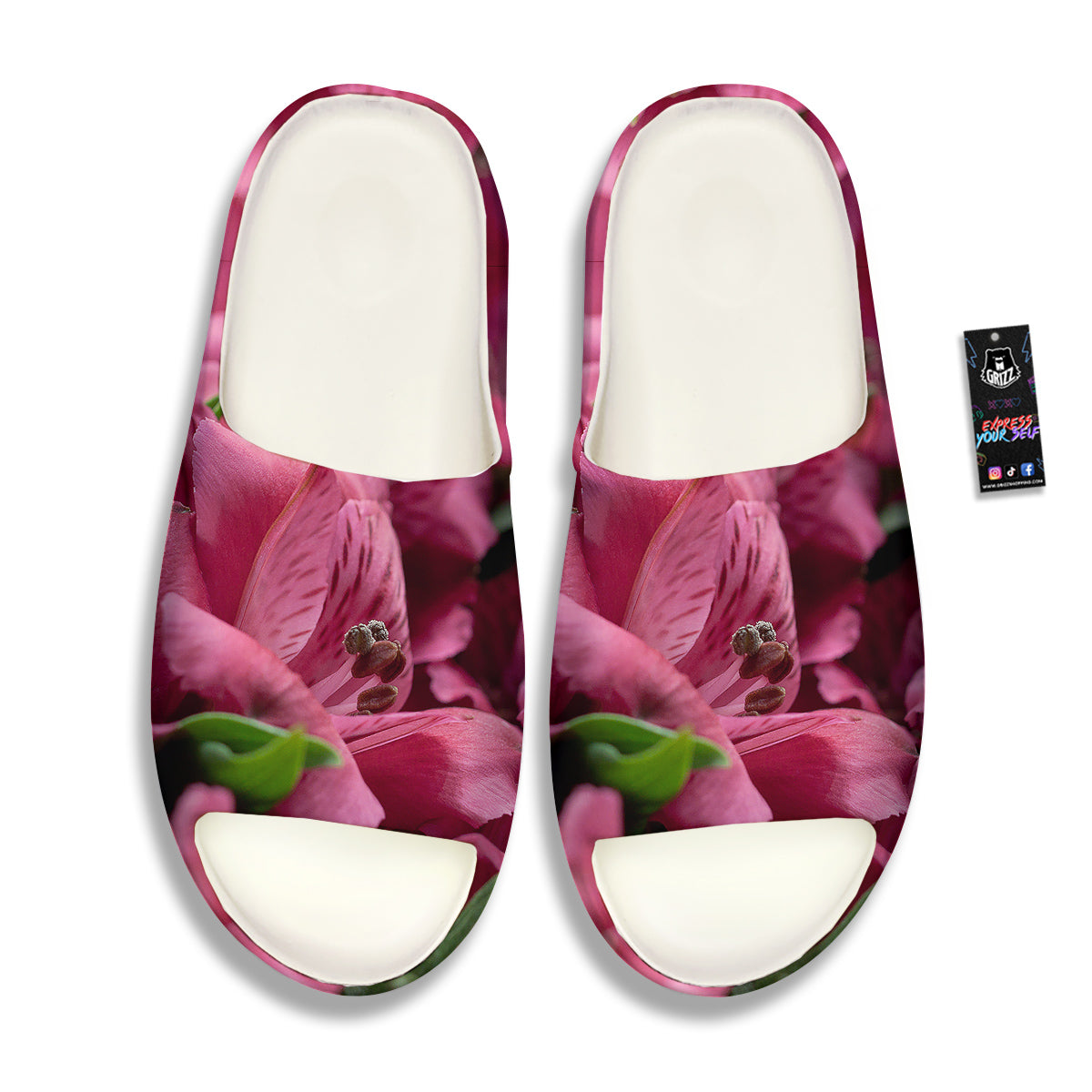 Alstroemeria Burgundy Print Sandals-grizzshop