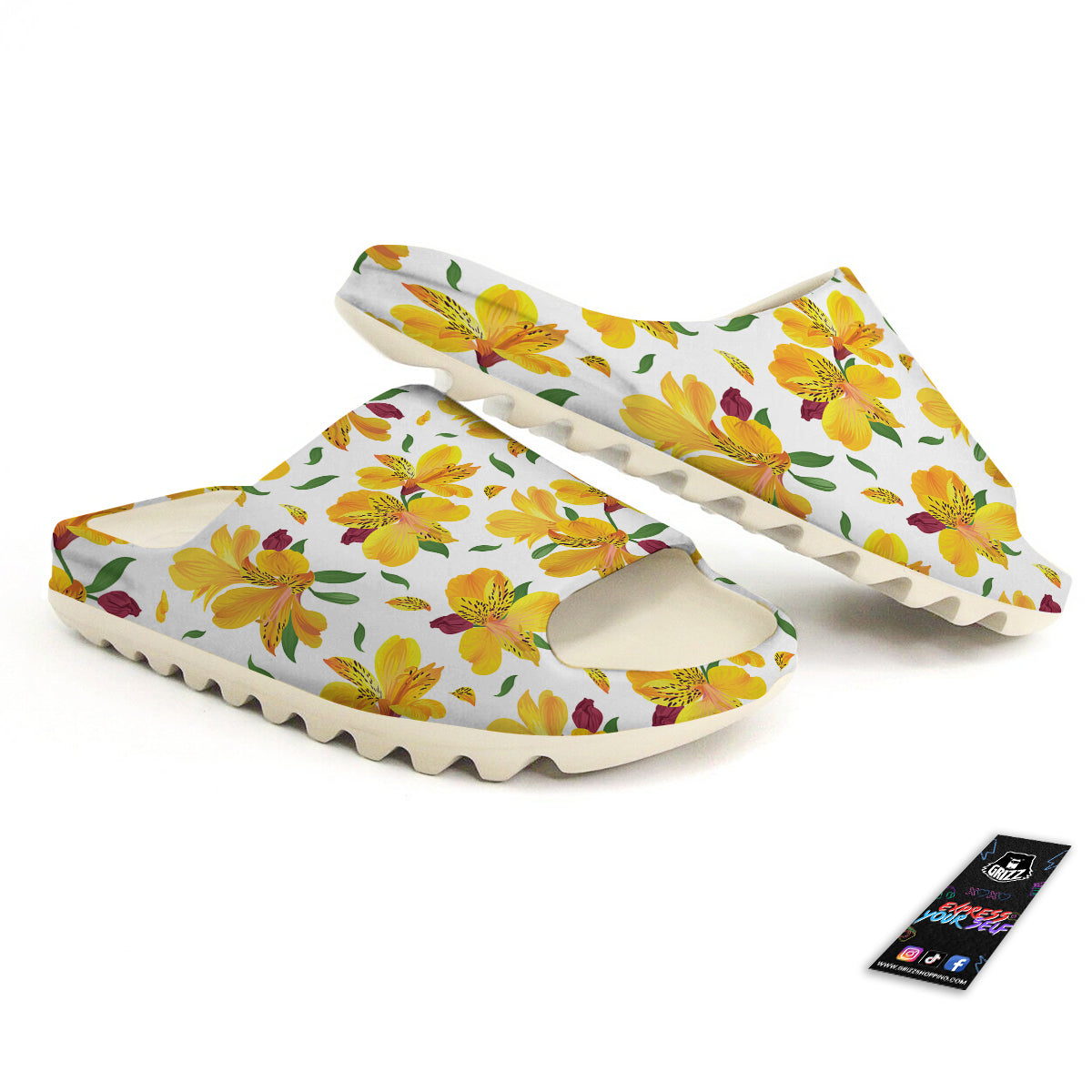 Alstroemeria Yellow Print Pattern Sandals-grizzshop