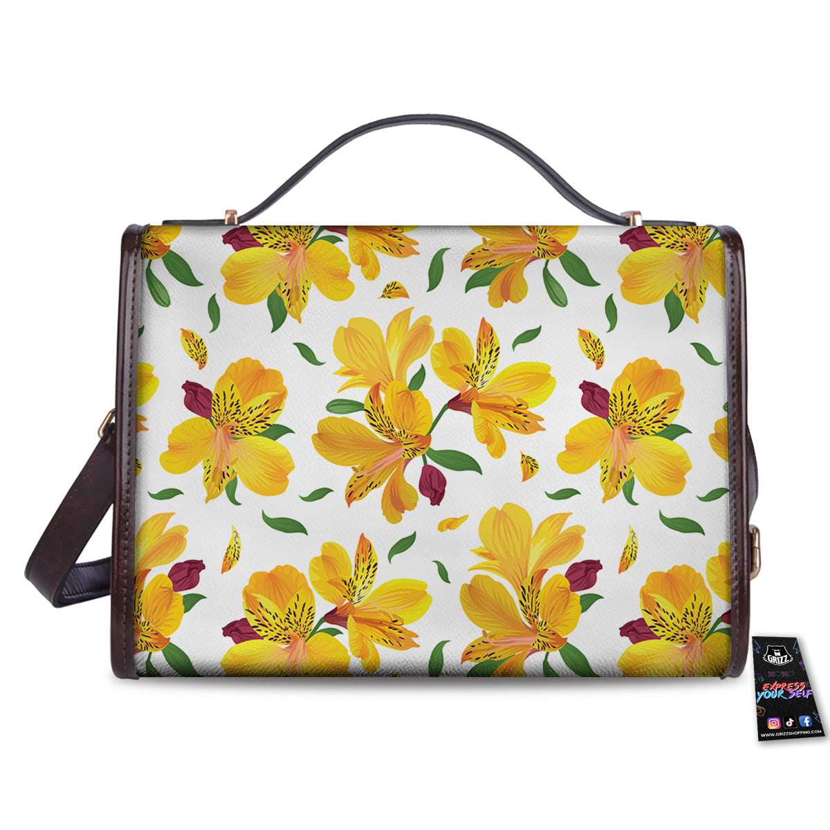 Alstroemeria Yellow Print Pattern Women's Satchel Bag
