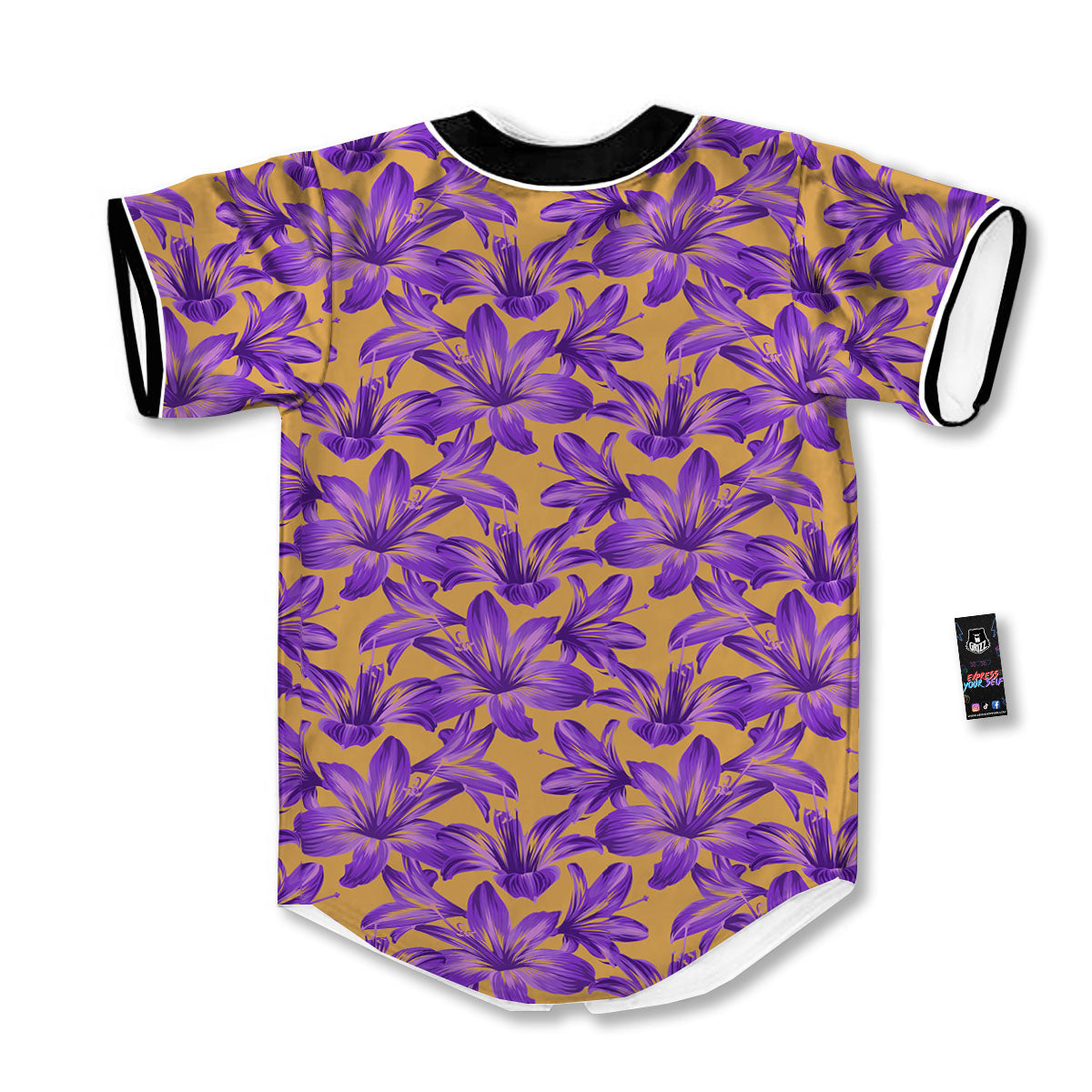 Amaryllis Japanese Purple Print Pattern Baseball Jersey-grizzshop