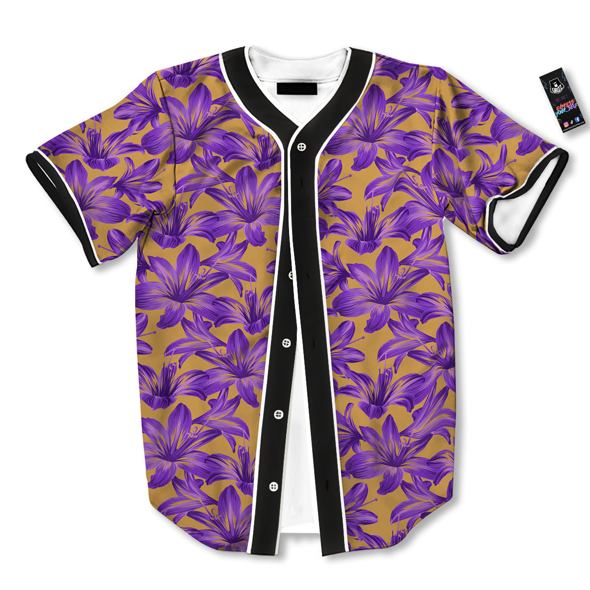 Amaryllis Japanese Purple Print Pattern Baseball Jersey-grizzshop