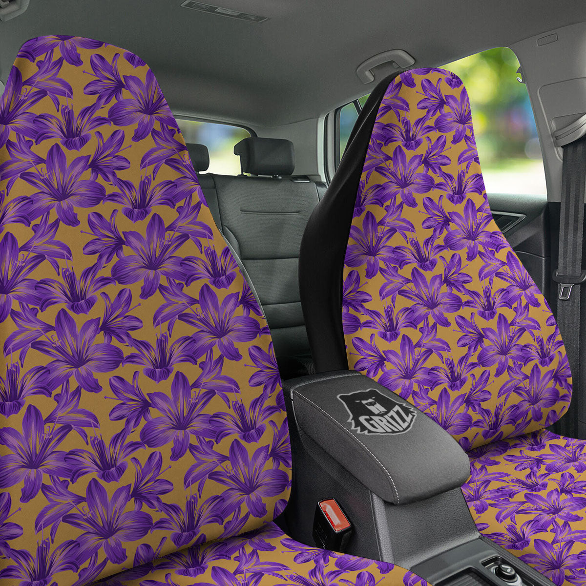 Amaryllis Japanese Purple Print Pattern Car Seat Covers-grizzshop