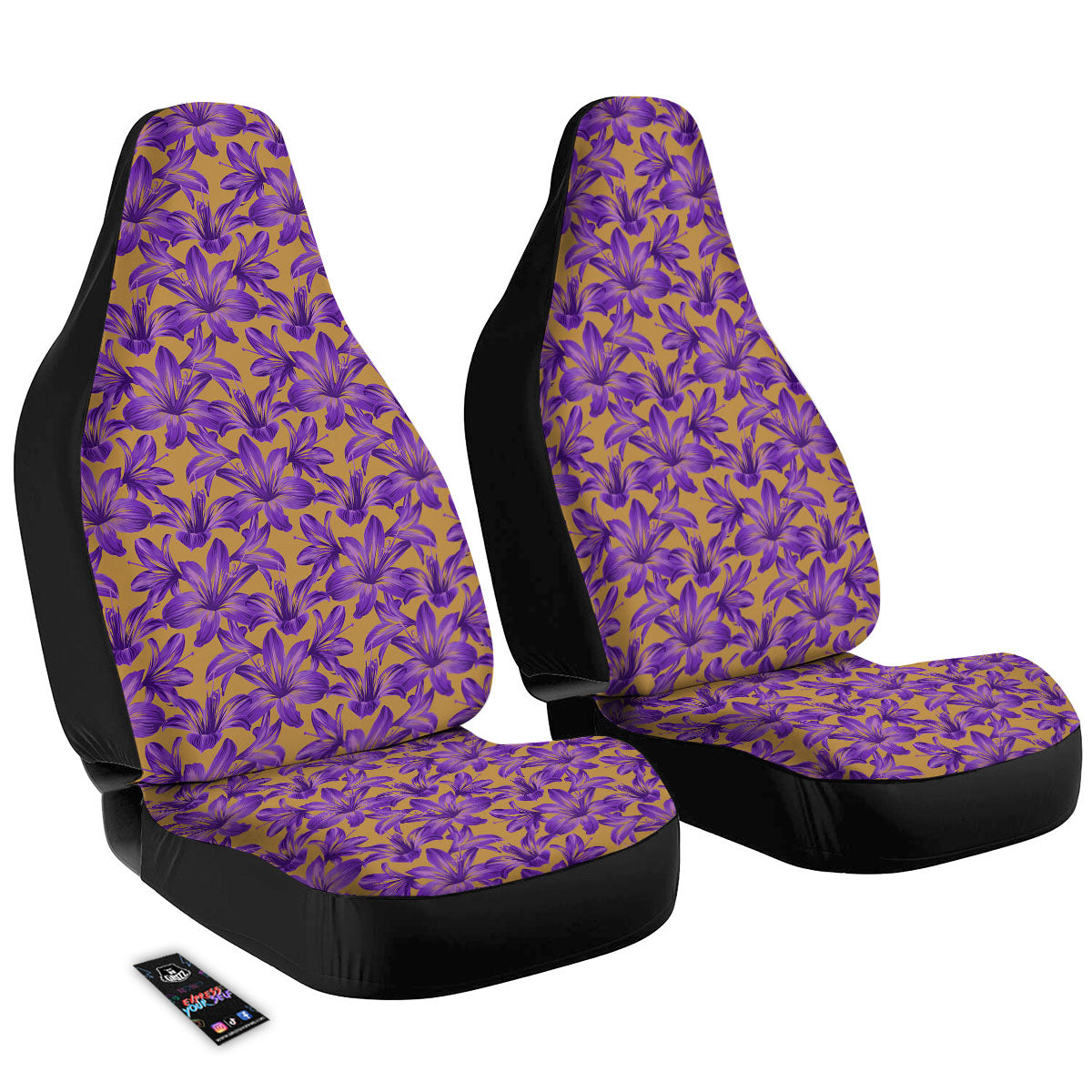 Amaryllis Japanese Purple Print Pattern Car Seat Covers-grizzshop