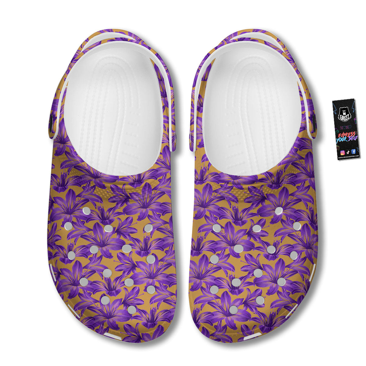 Amaryllis Japanese Purple Print Pattern Clog-grizzshop