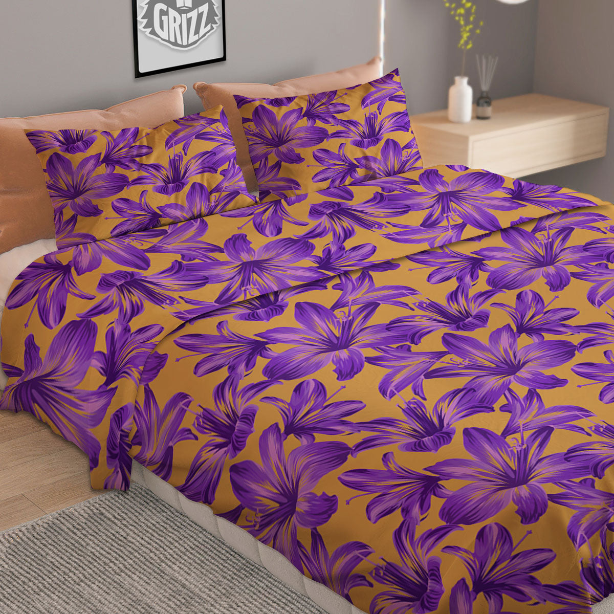 Alstroemeria Yellow Print Duvet Cover Bedding Set