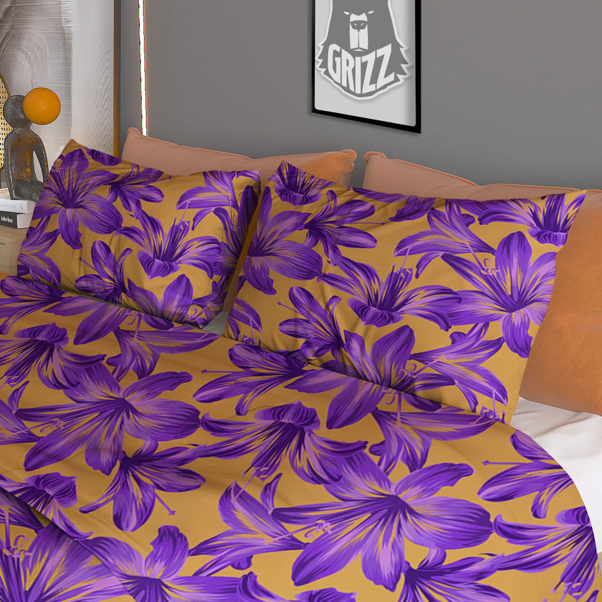 Alstroemeria Yellow Print Duvet Cover Bedding Set