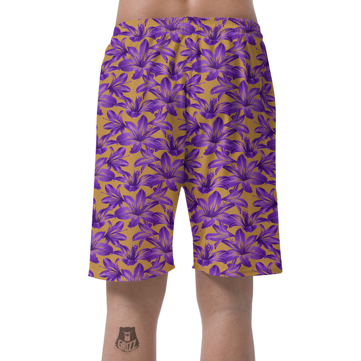 Amaryllis Japanese Purple Print Pattern Men's Shorts-grizzshop