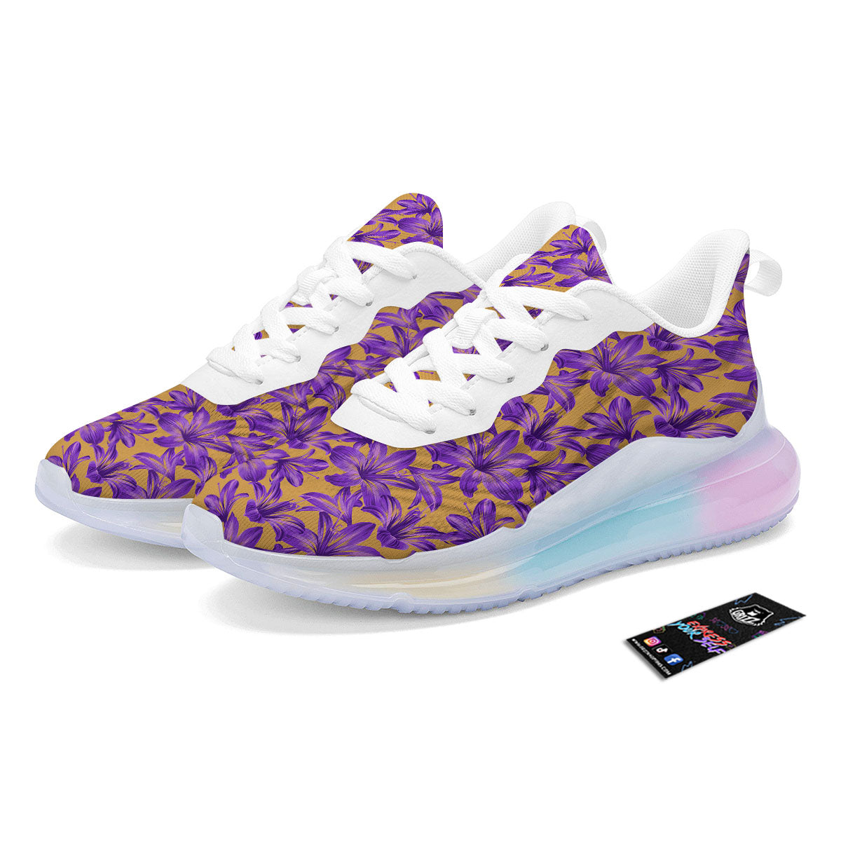 Amaryllis Japanese Purple Print Pattern Running Sneakers-grizzshop