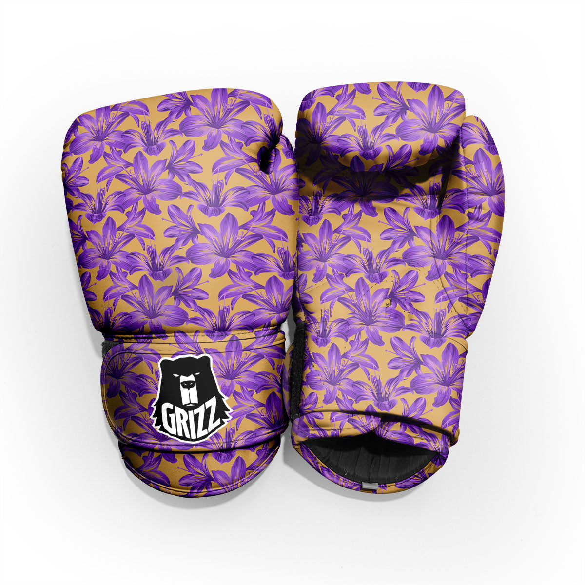 Amaryllis Japanese Purple Print Pattern Pro Boxing Glove