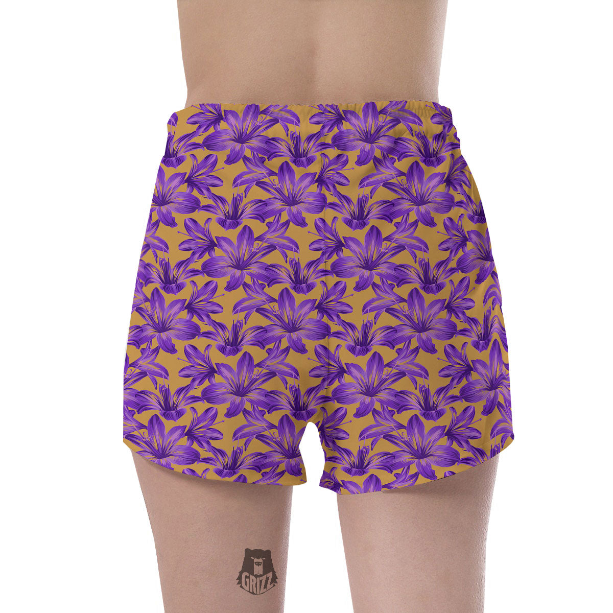 Amaryllis Japanese Purple Print Pattern Women's Shorts-grizzshop