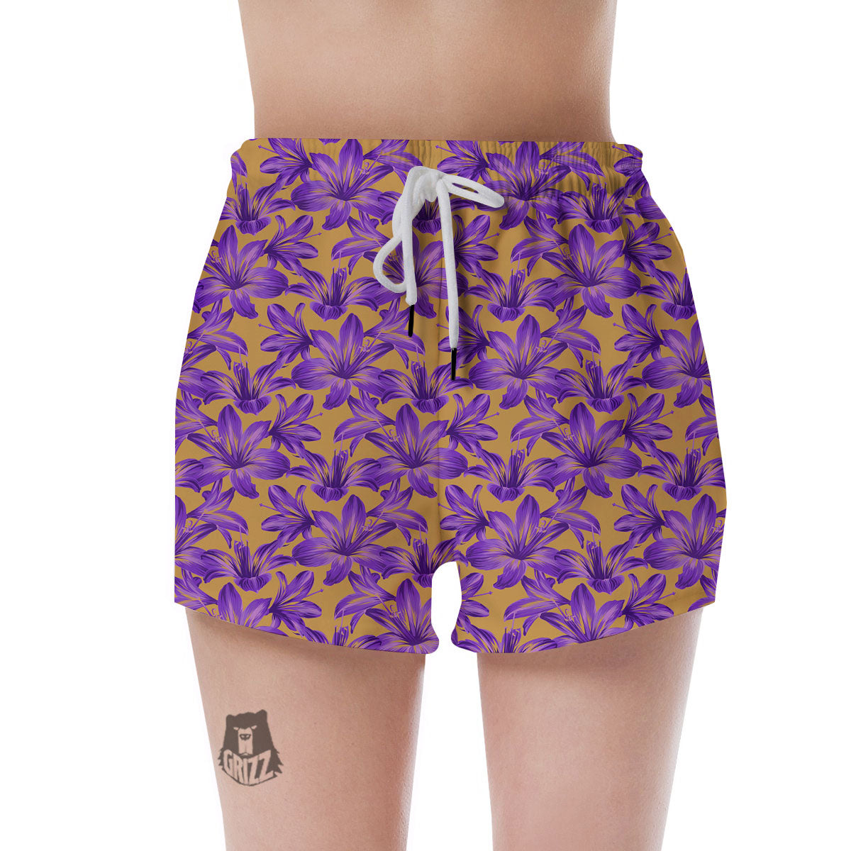Amaryllis Japanese Purple Print Pattern Women's Shorts-grizzshop