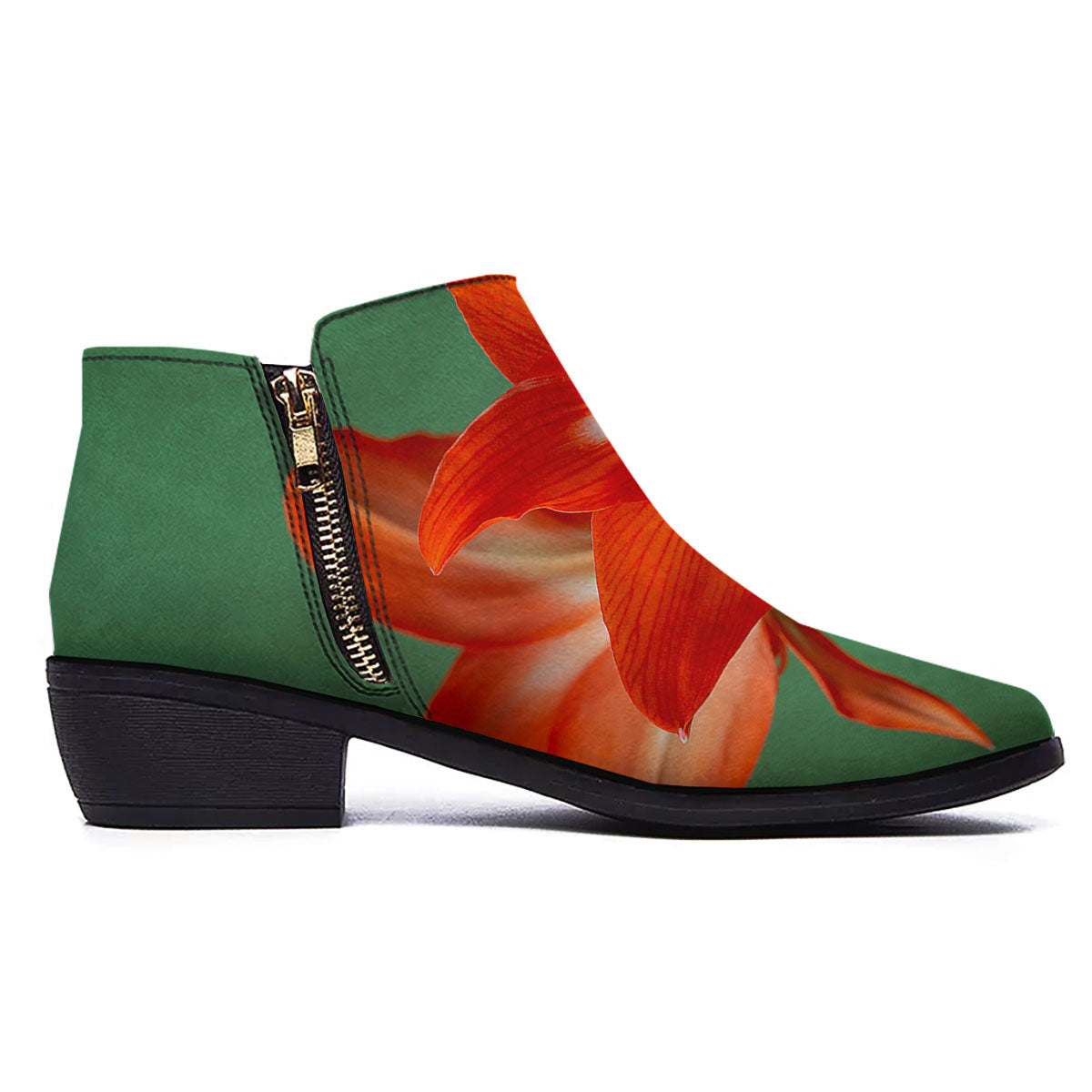 Amaryllis Orange Print Ankle Boots-grizzshop