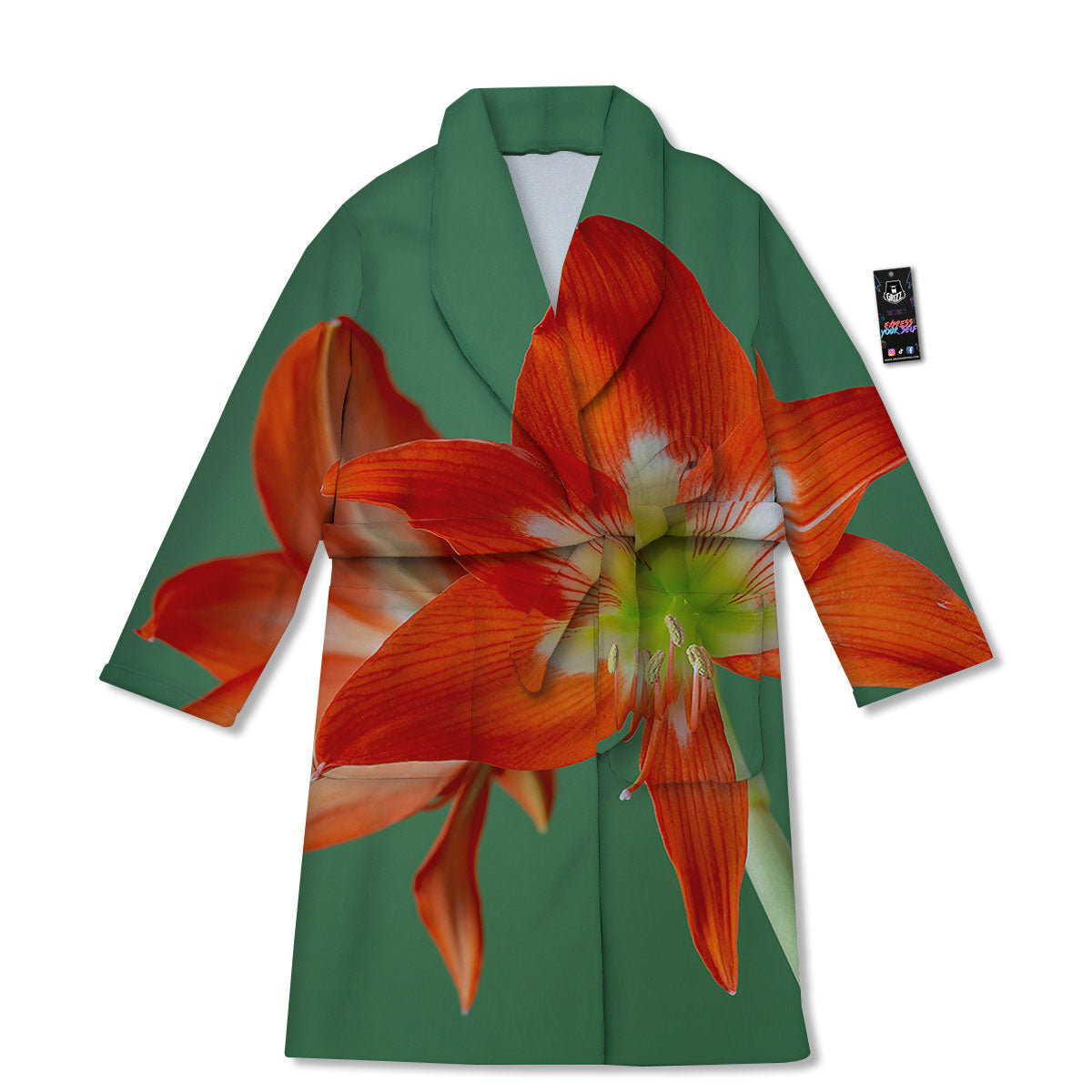Amaryllis Orange Print Bathrobe-grizzshop