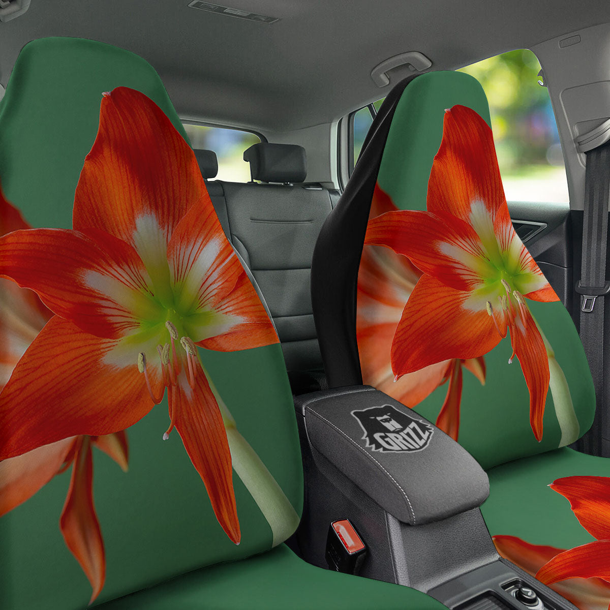 Amaryllis Orange Print Car Seat Covers-grizzshop