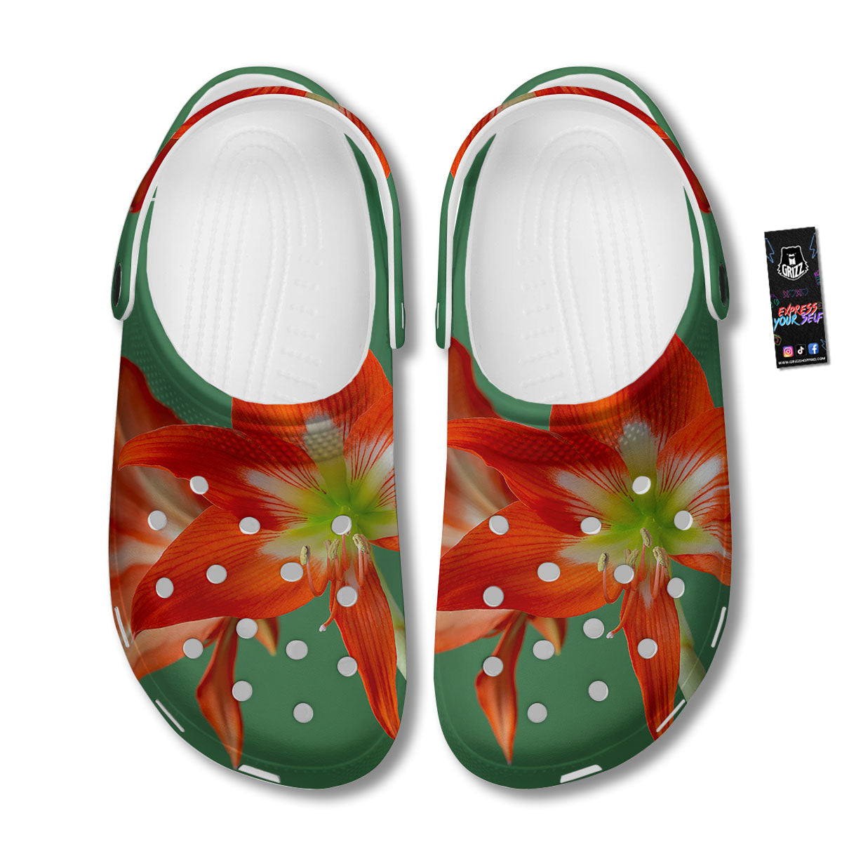 Amaryllis Orange Print Clog-grizzshop