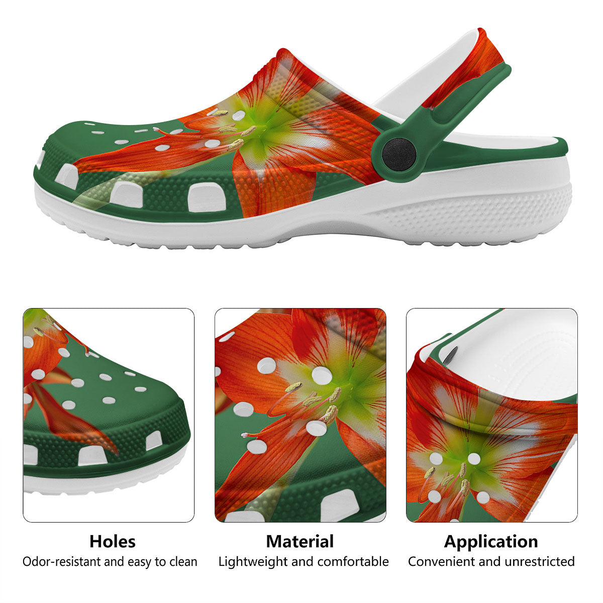 Amaryllis Orange Print Clog-grizzshop