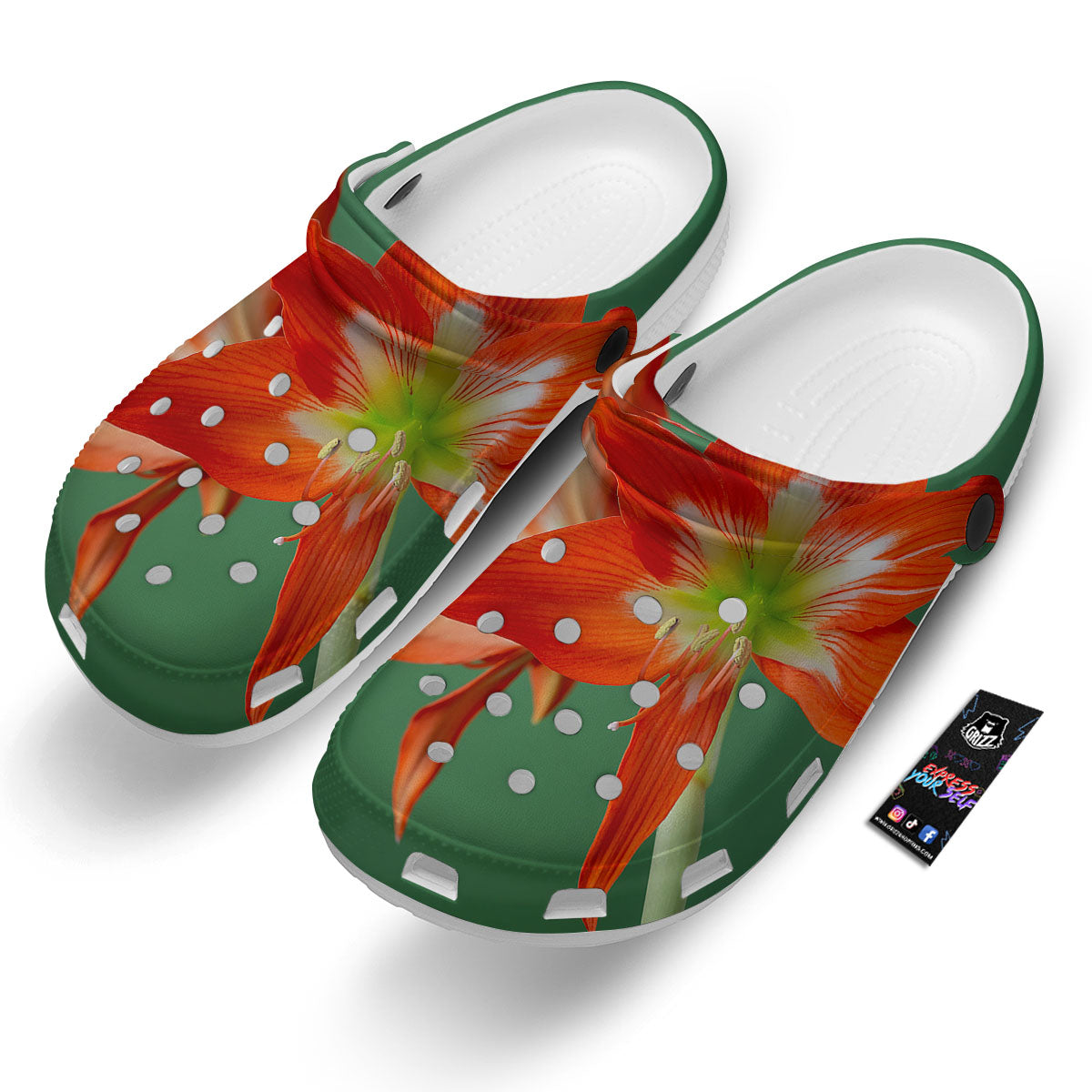 Amaryllis Orange Print Clog-grizzshop