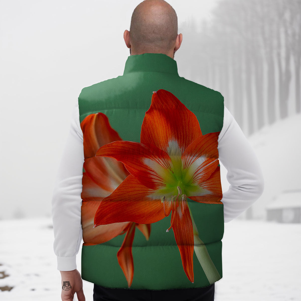Amaryllis Orange Print Down Vest