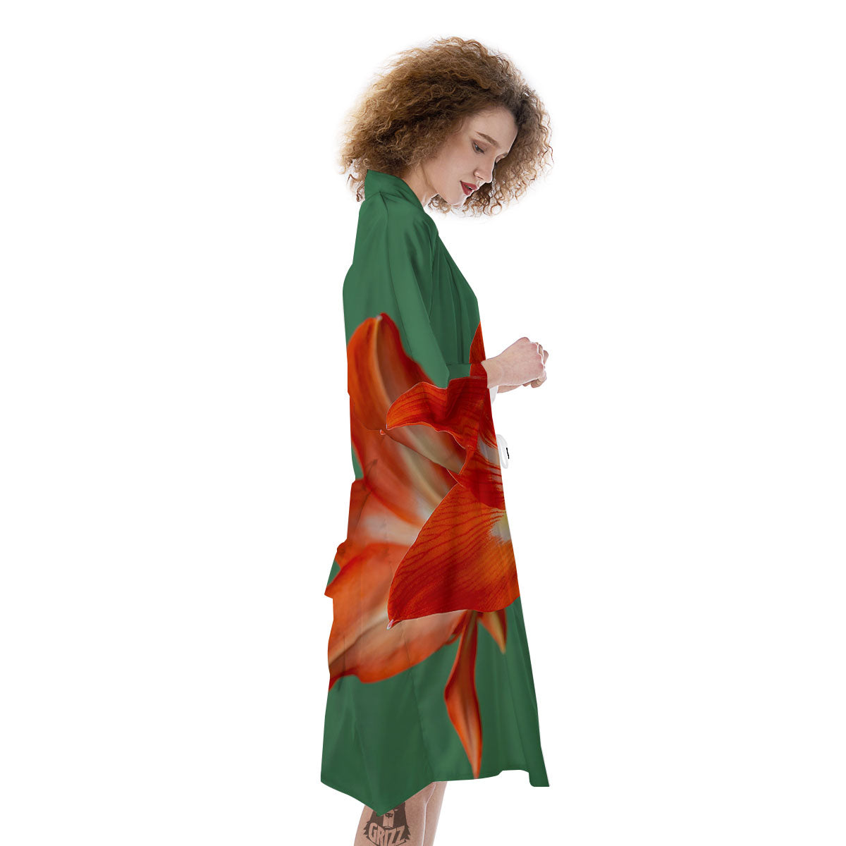 Amaryllis Orange Print Kimono-grizzshop