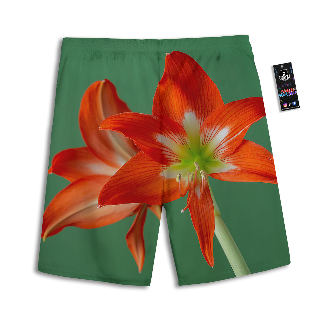 Amaryllis Orange Print Men's Athletic Shorts