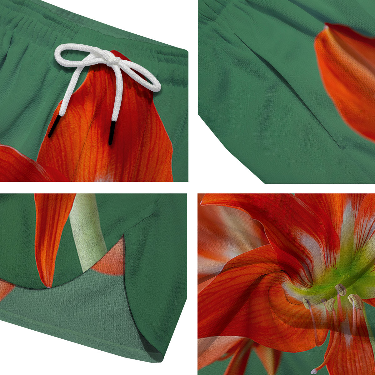 Amaryllis Orange Print Men's Running Shorts-grizzshop