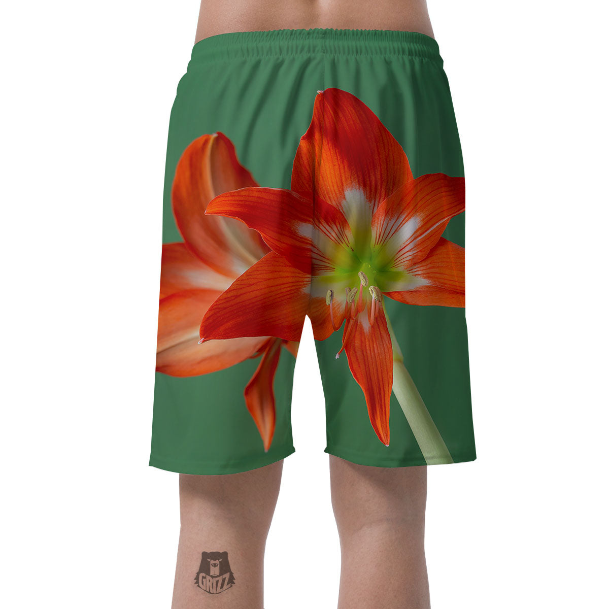 Amaryllis Orange Print Men's Shorts-grizzshop