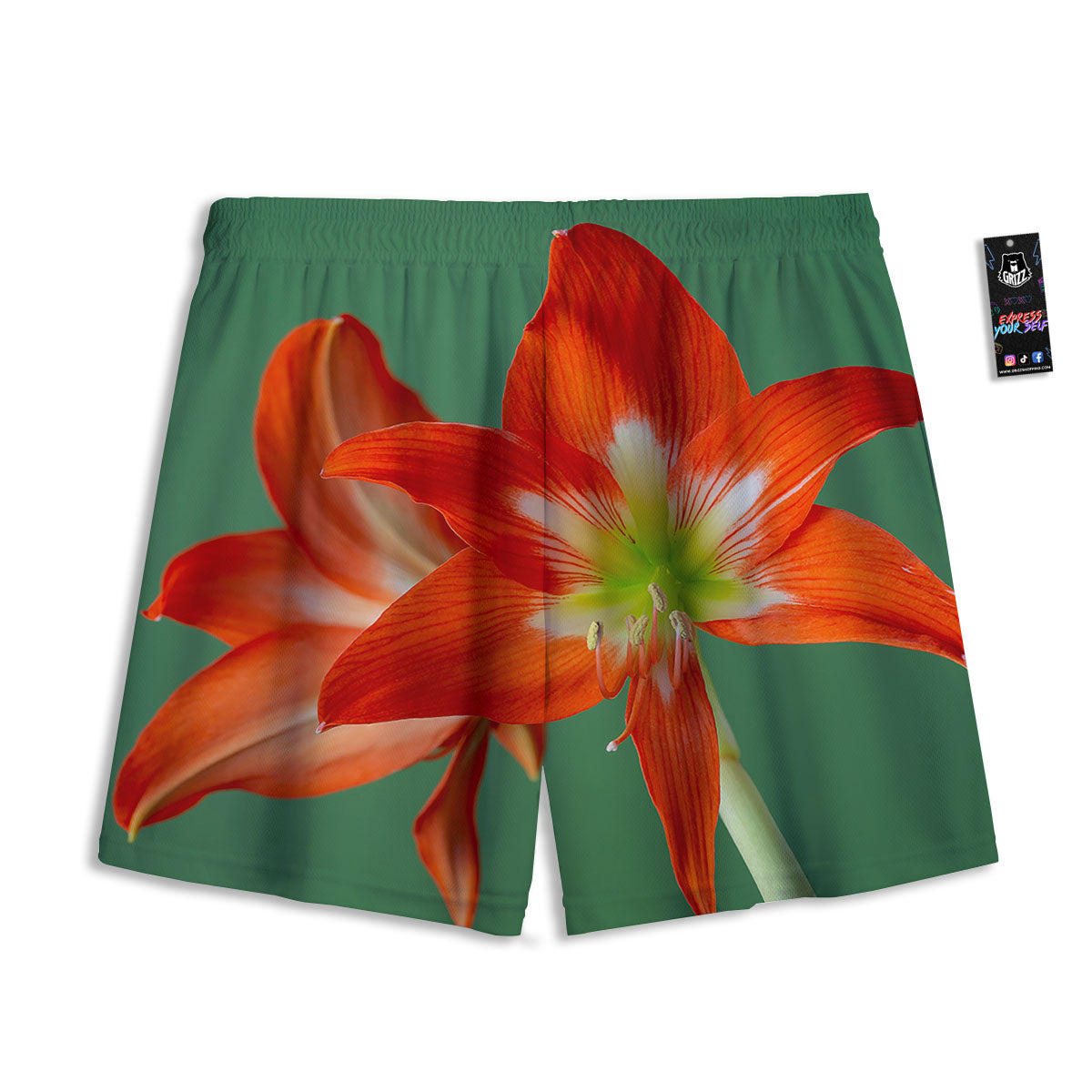 Amaryllis Orange Print Mesh Shorts