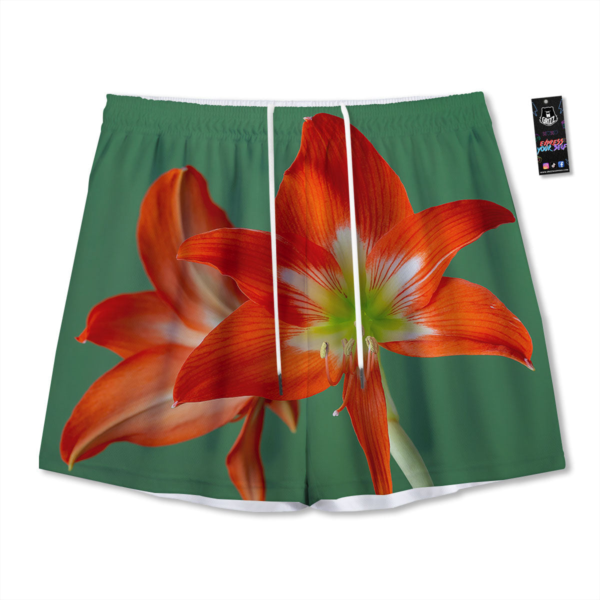 Amaryllis Orange Print Mesh Shorts