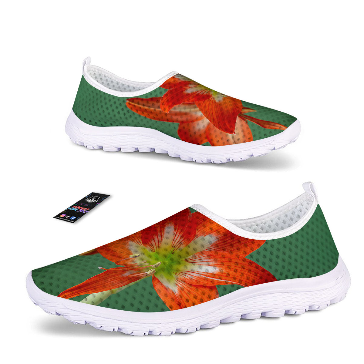 Amaryllis Orange Print Nurse Shoes-grizzshop