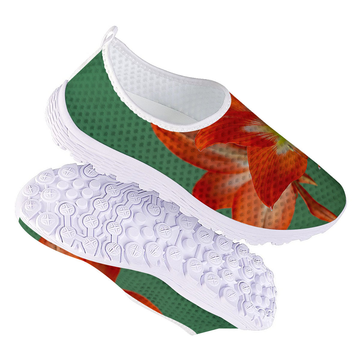 Amaryllis Orange Print Nurse Shoes-grizzshop