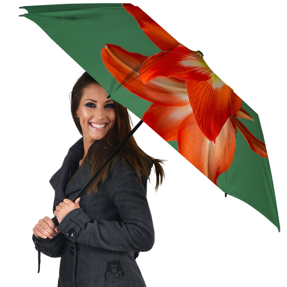 Amaryllis Orange Print Umbrella-grizzshop