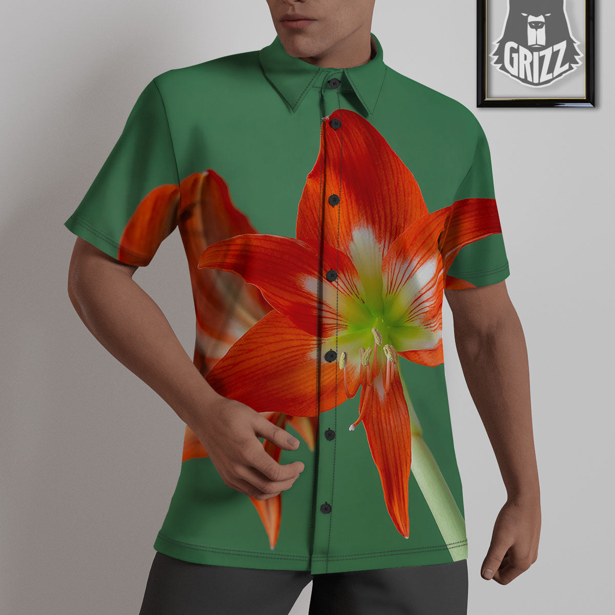 Amaryllis Orange Print Untucked Shirts-grizzshop