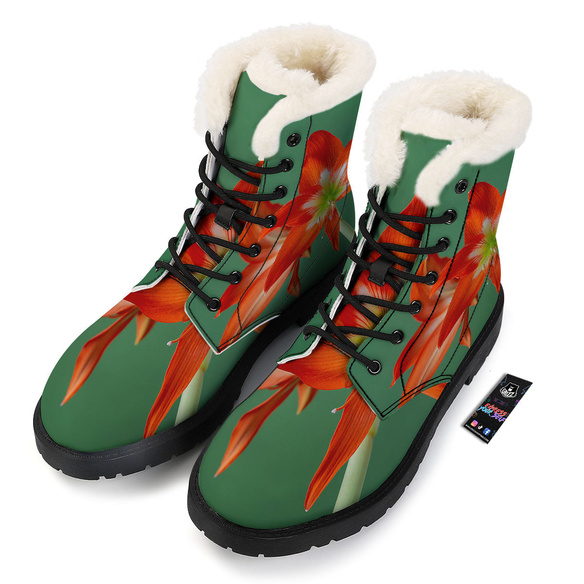 Amaryllis Orange Print Winter Boots-grizzshop