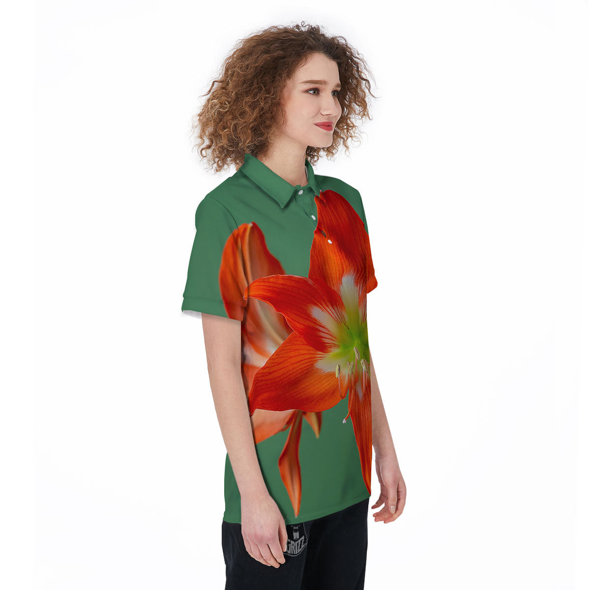 Amaryllis Orange Print Women's Golf Shirts-grizzshop