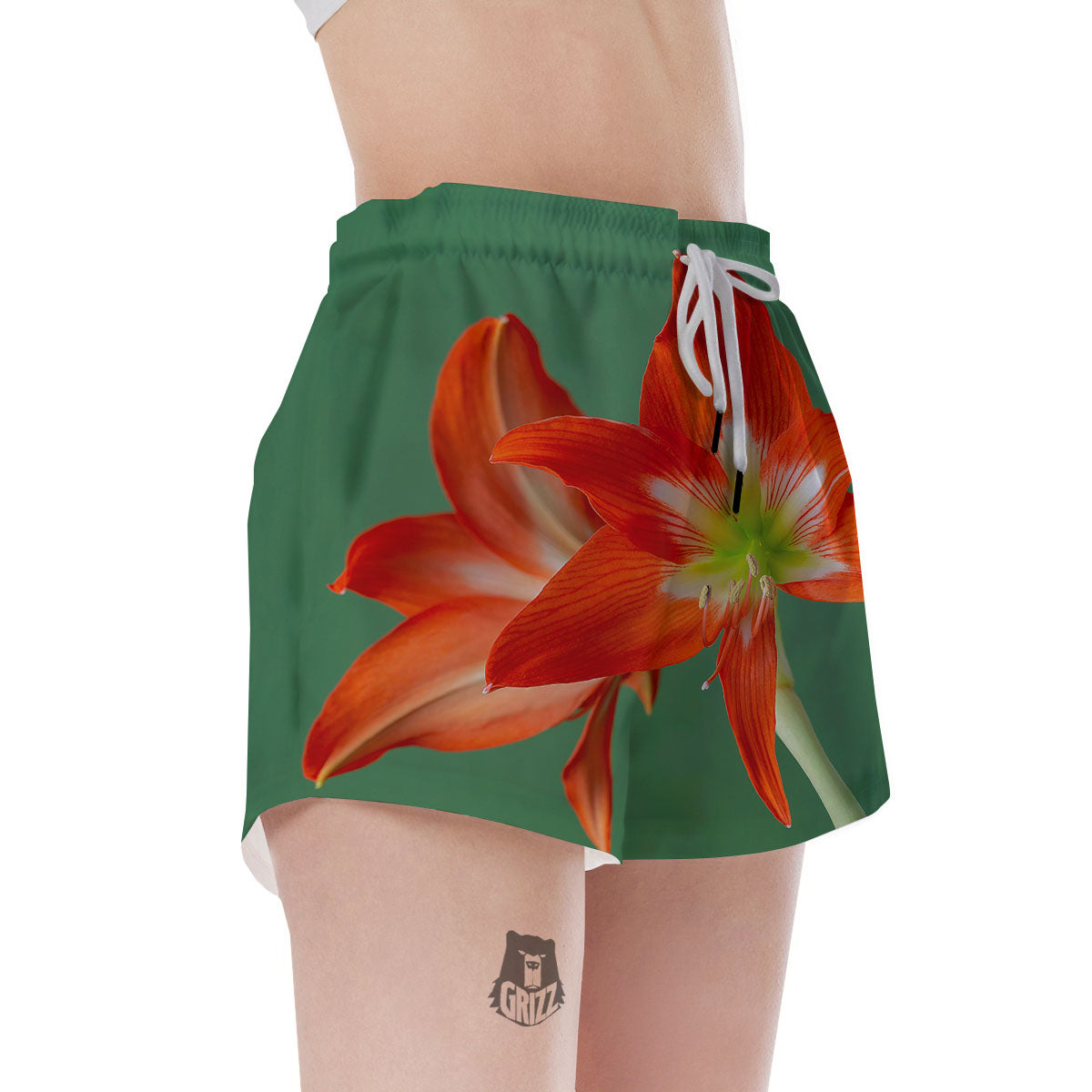 Amaryllis Orange Print Women's Shorts-grizzshop