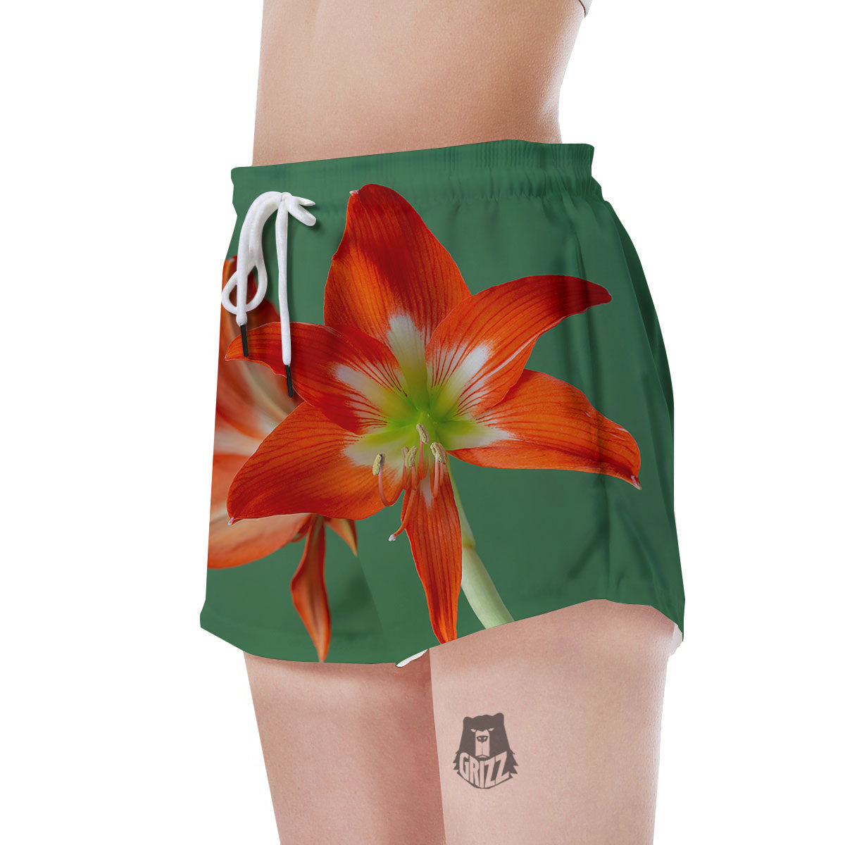 Amaryllis Orange Print Women's Shorts-grizzshop