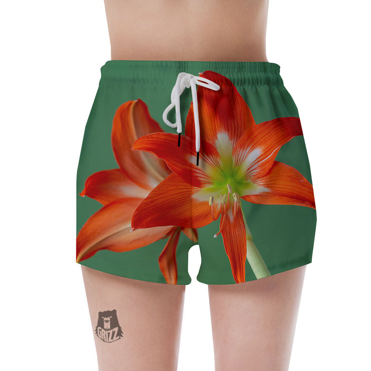 Amaryllis Orange Print Women's Shorts-grizzshop