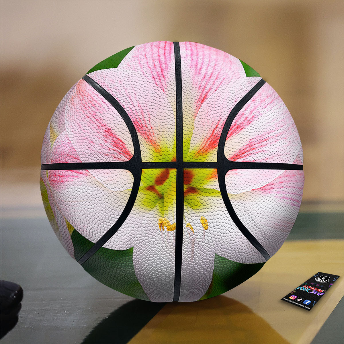 Amaryllis Pink And White Print Basketball
