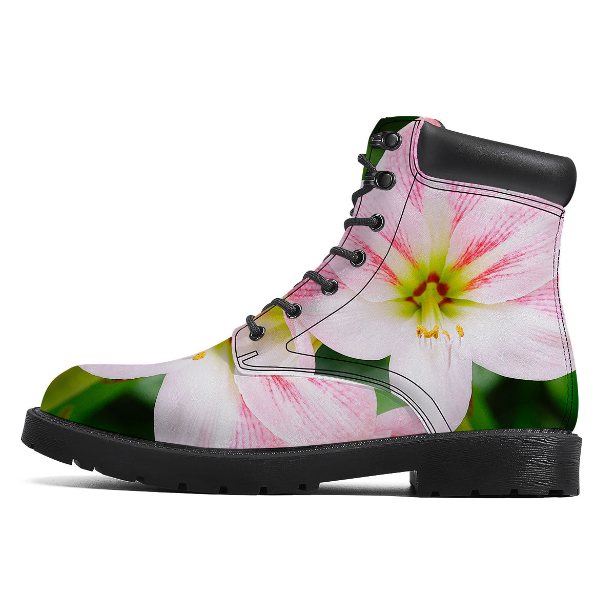 Amaryllis Pink And White Print Boots-grizzshop