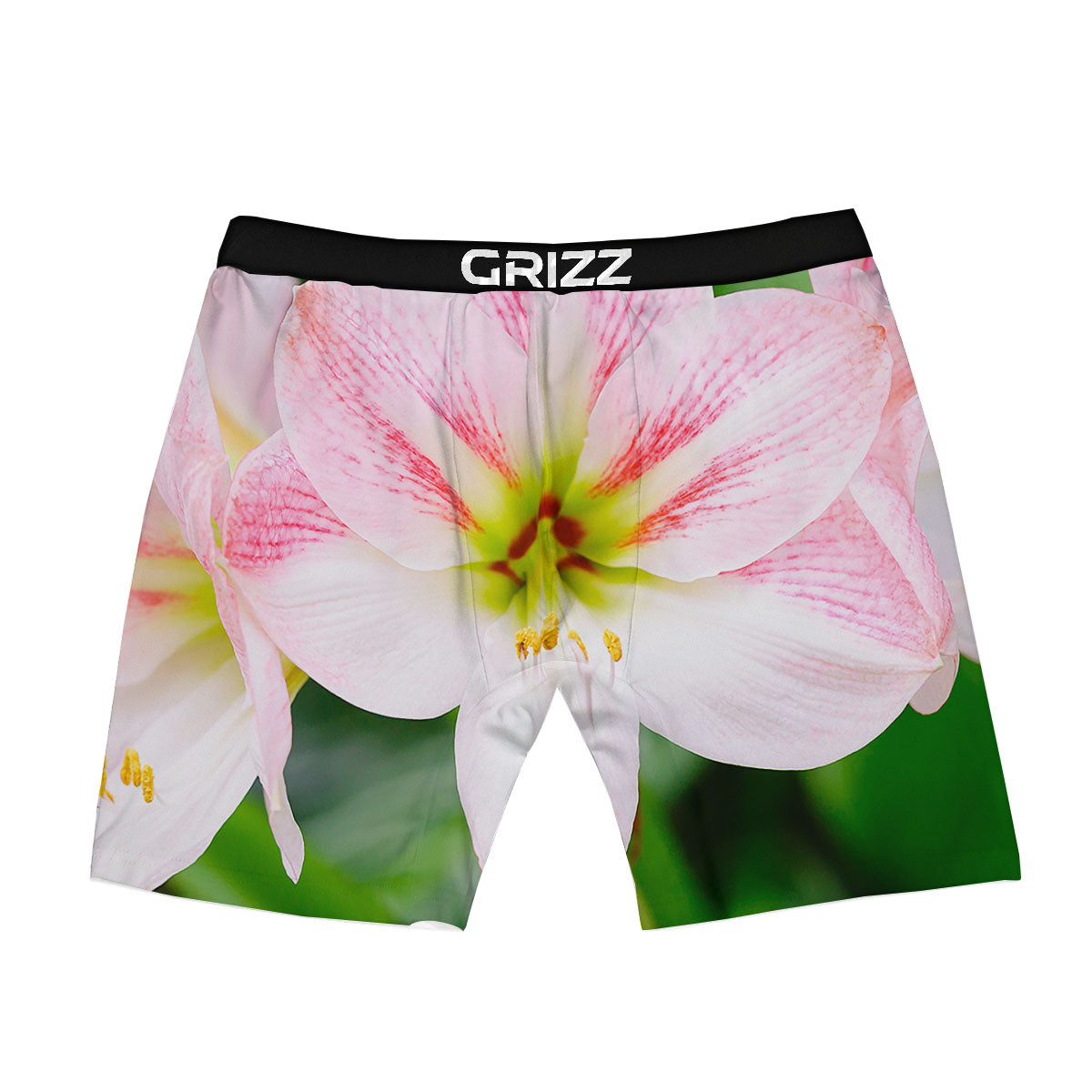 Amaryllis Pink And White Print Boxer Briefs-grizzshop