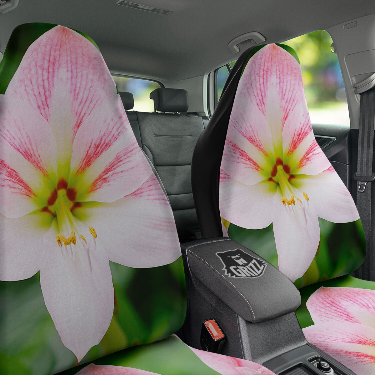 Amaryllis Pink And White Print Car Seat Covers-grizzshop