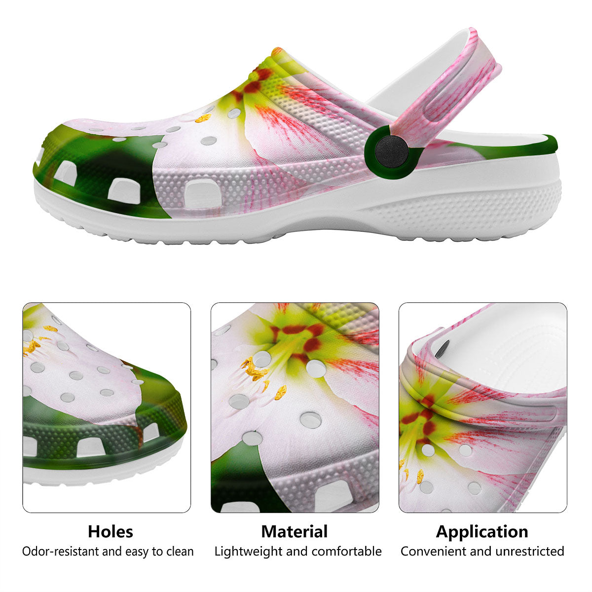 Amaryllis Pink And White Print Clog-grizzshop