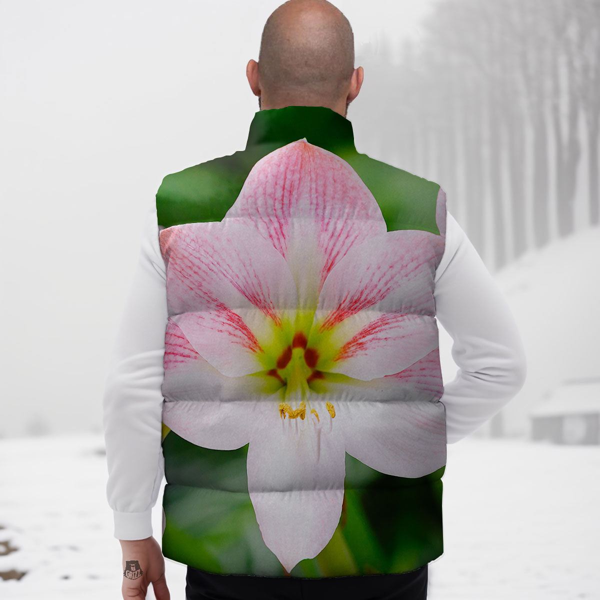 Amaryllis Pink And White Print Down Vest