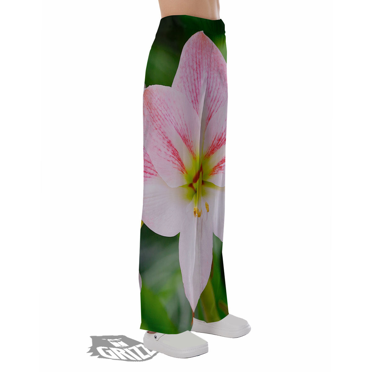 Amaryllis Pink And White Print Pajama Pants-grizzshop