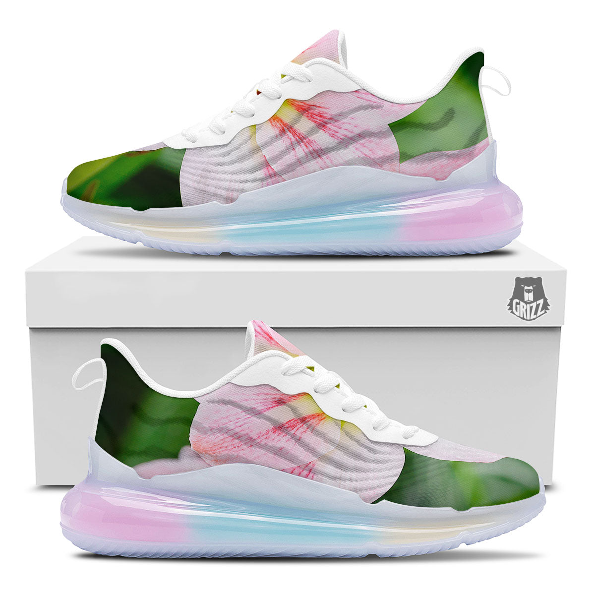 Amaryllis Pink And White Print Running Sneakers-grizzshop