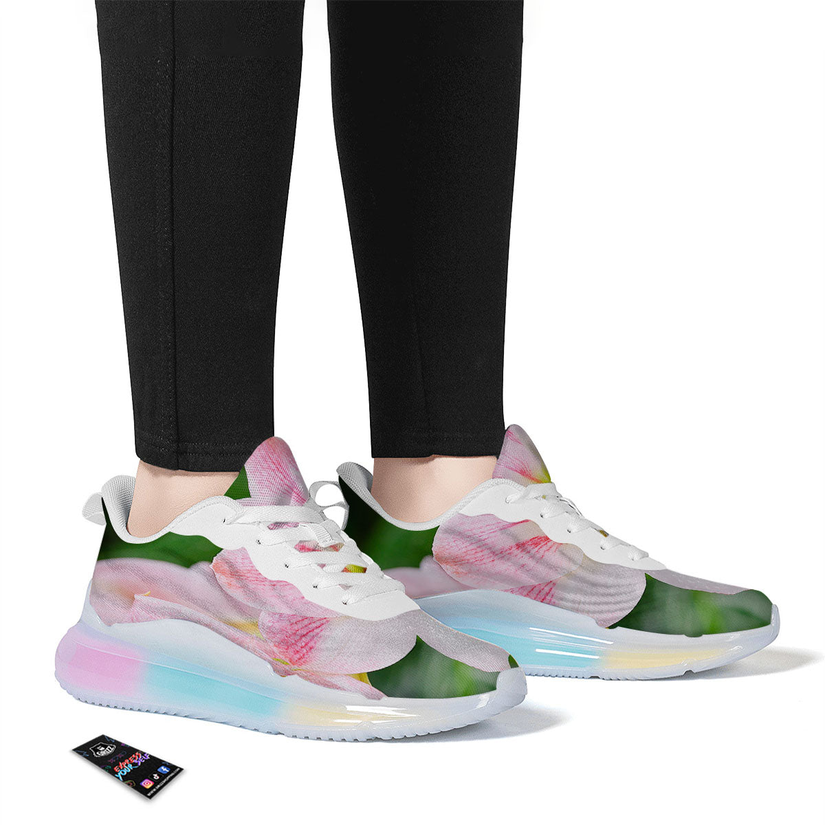 Amaryllis Pink And White Print Running Sneakers-grizzshop