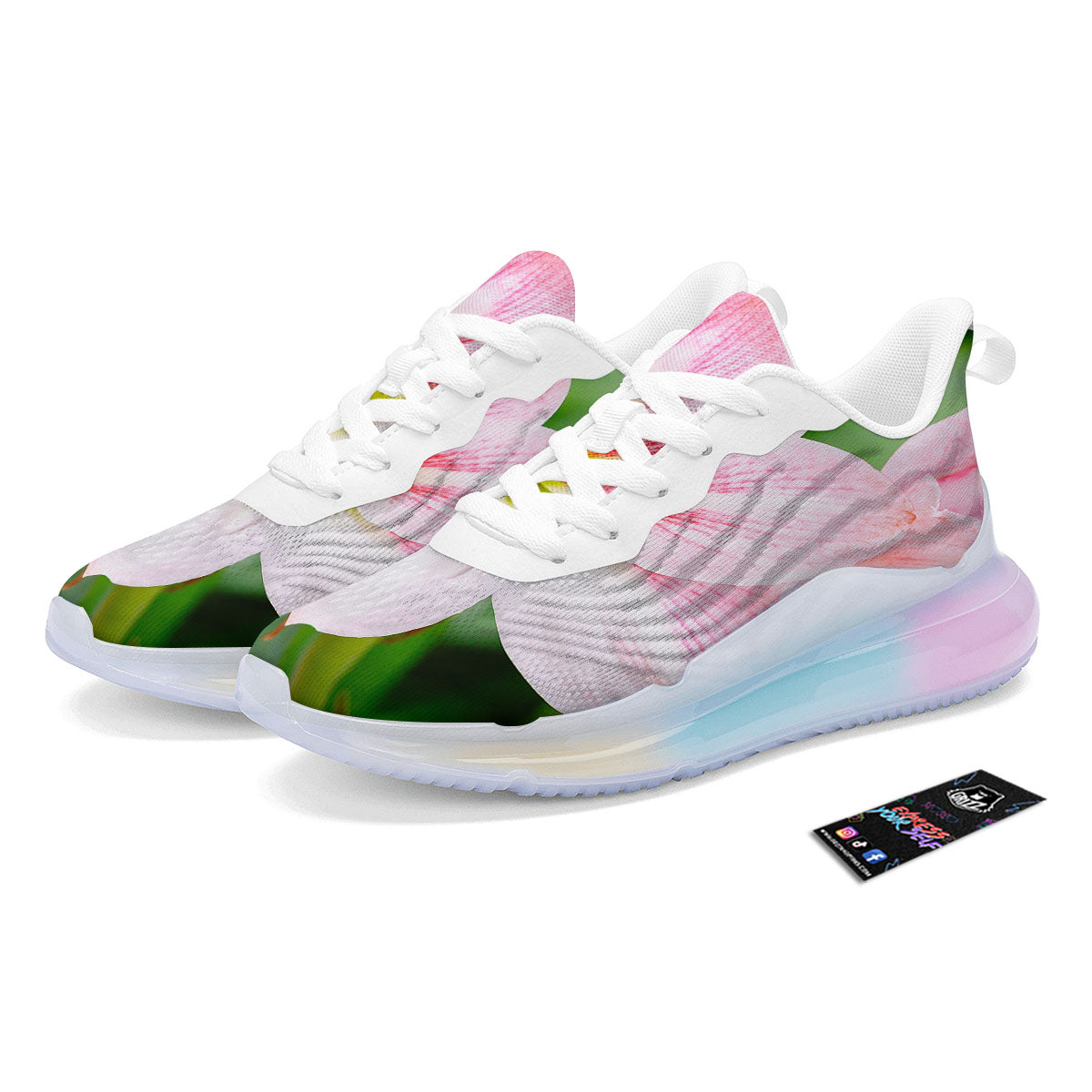Amaryllis Pink And White Print Running Sneakers-grizzshop