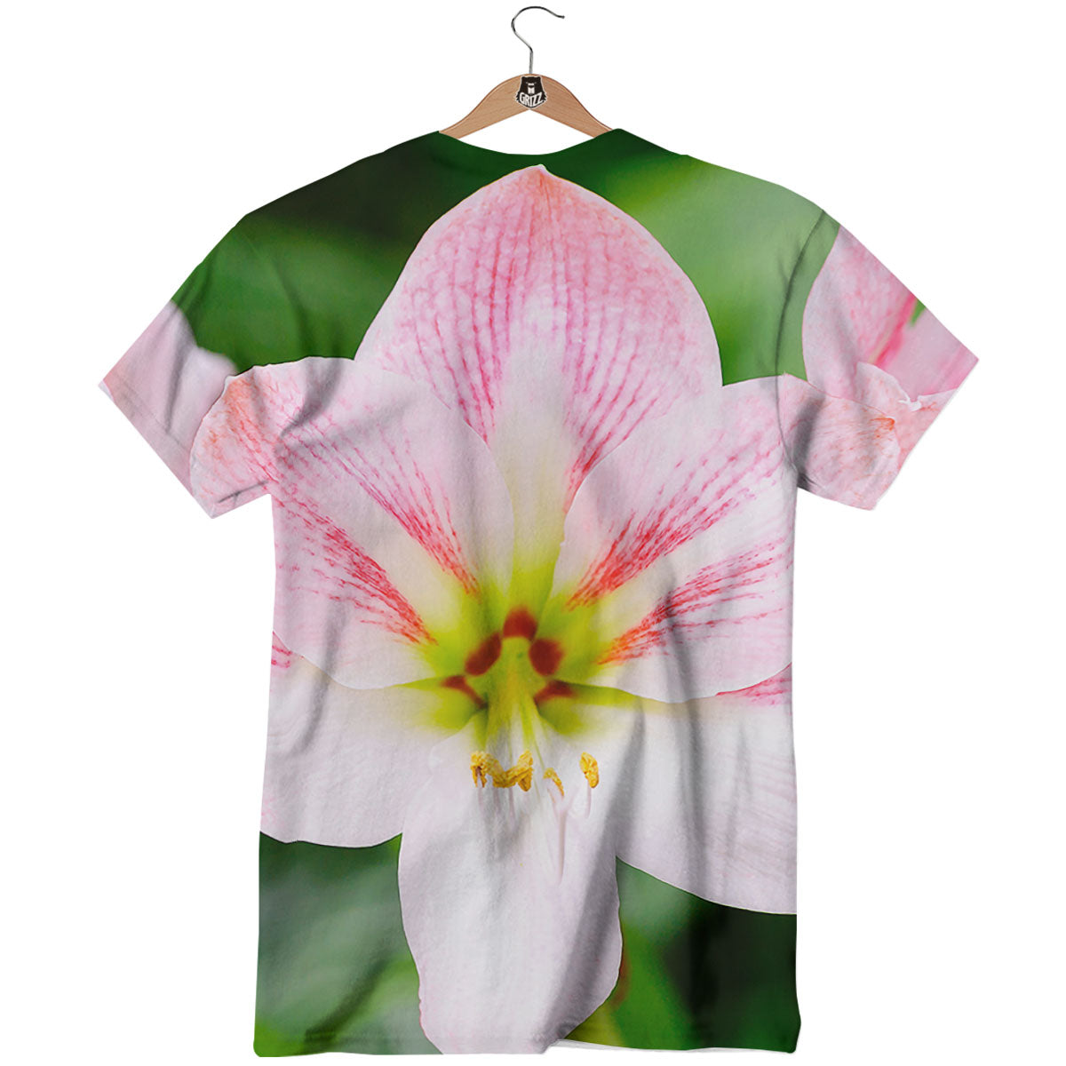 Amaryllis Pink And White Print T-Shirt-grizzshop