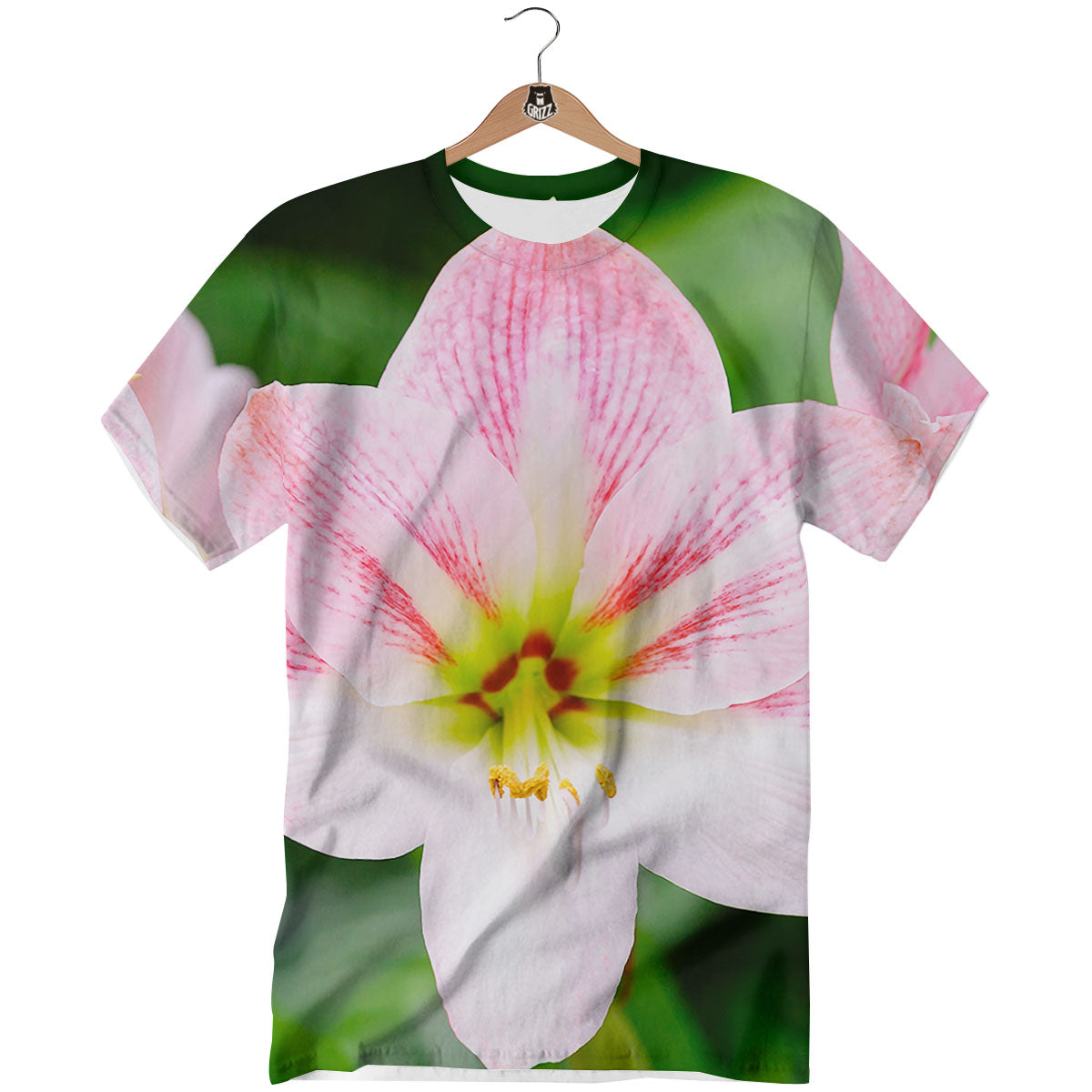 Amaryllis Pink And White Print T-Shirt-grizzshop